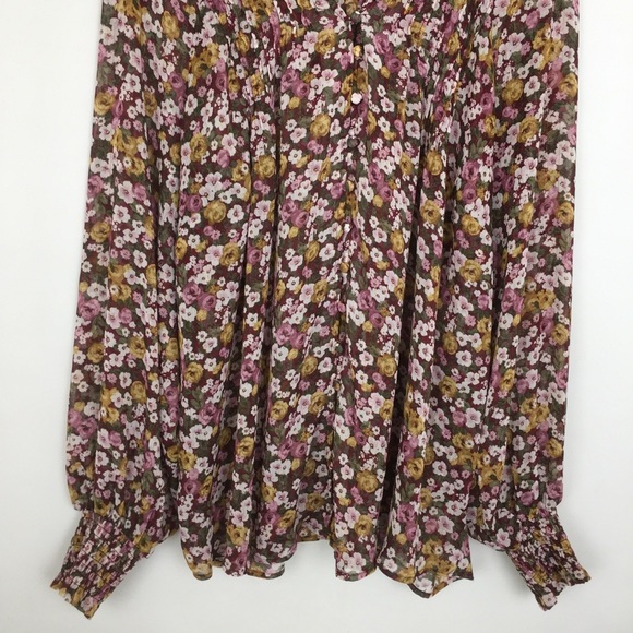 Torrid Crinkle Chiffon Smocked Floral Blouson Sleeve Blouse Size 2X Peasant Top - Picture 9 of 16